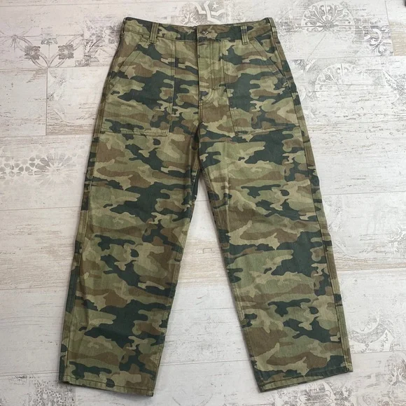 We The Free Free People Remy Camo High Waisted Wide Leg Jeans - Picture 8 of 16
